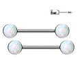 thumbnail image 6 of Titanium Threadless Nipple Ring Barbell 14 Gauge With Front Round Opal, 6 of 10