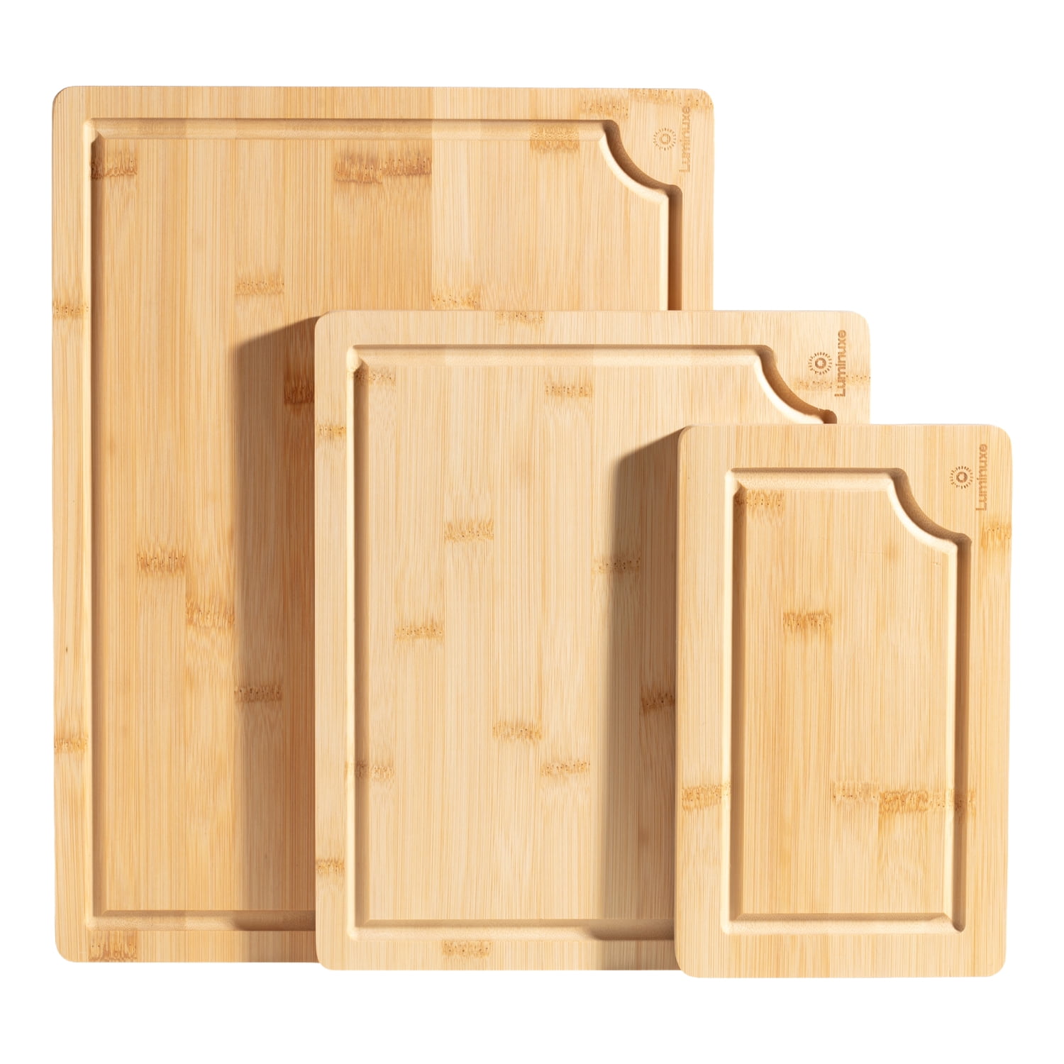 Bamboo Cutting Board Set of 3, Wood Cutting Boards with Juice Groove, Heavy-Duty Nonslip Kitchen Cutting Boards Set Bamboo