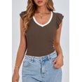 thumbnail image 3 of Remera PRETTYGARDEN Ajustada Sin Mangas con Volados Marrón Talle S, 3 of 8