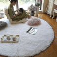 thumbnail image 2 of Plush Round Rug Fluffy White Carpets For Living Room Soft Home Decor Bedroom, 2 of 5