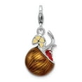 thumbnail image 1 of 925 Sterling Silver RH 3-D Enameled Pina Colada With Lobster Clasp Charm Pendant; for Adults and Teens; for Women and Men, 1 of 1