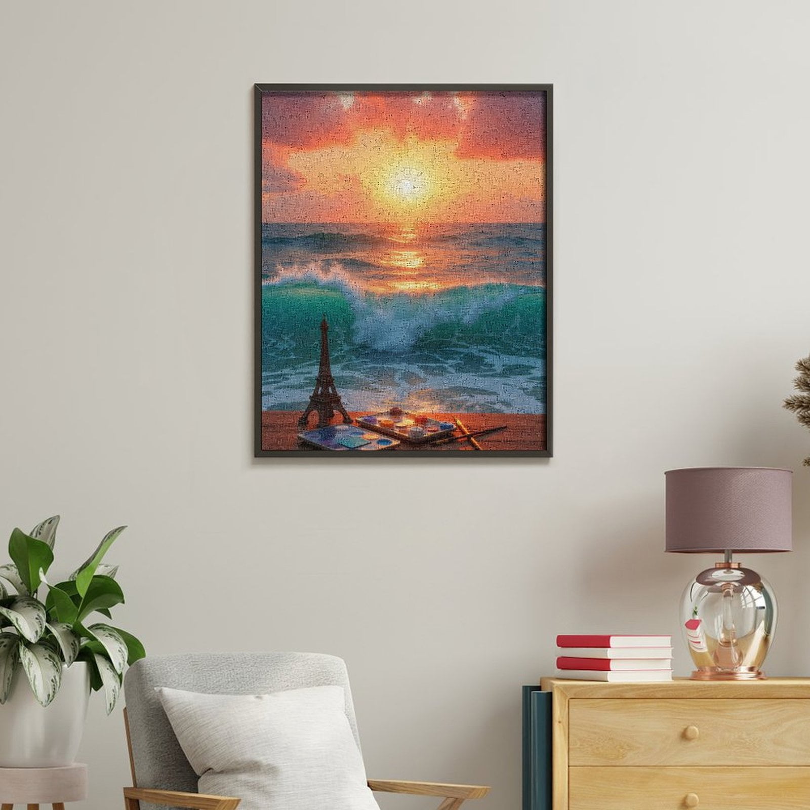 Paint By Numbers Kit for Adults Beginner - Sunset Ocean Waves Art Palette DIY Canvas Painting Kits for Adults, Frameless Paint By Number for Adults for Home Wall Decor 16x20 Inch