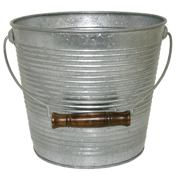 Galvanized Ribbed Bucket Planter - 10"