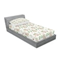 thumbnail image 2 of Sloth Fitted Sheet & Pillow Sham Set, Baby Sloth and Mother Soft Colored Flowers Coconut Tree Leaves Happy Family, Decorative Printed 2 Piece Bedding Decor Set, Twinxl, Brown Green, by Ambesonne, 2 of 2