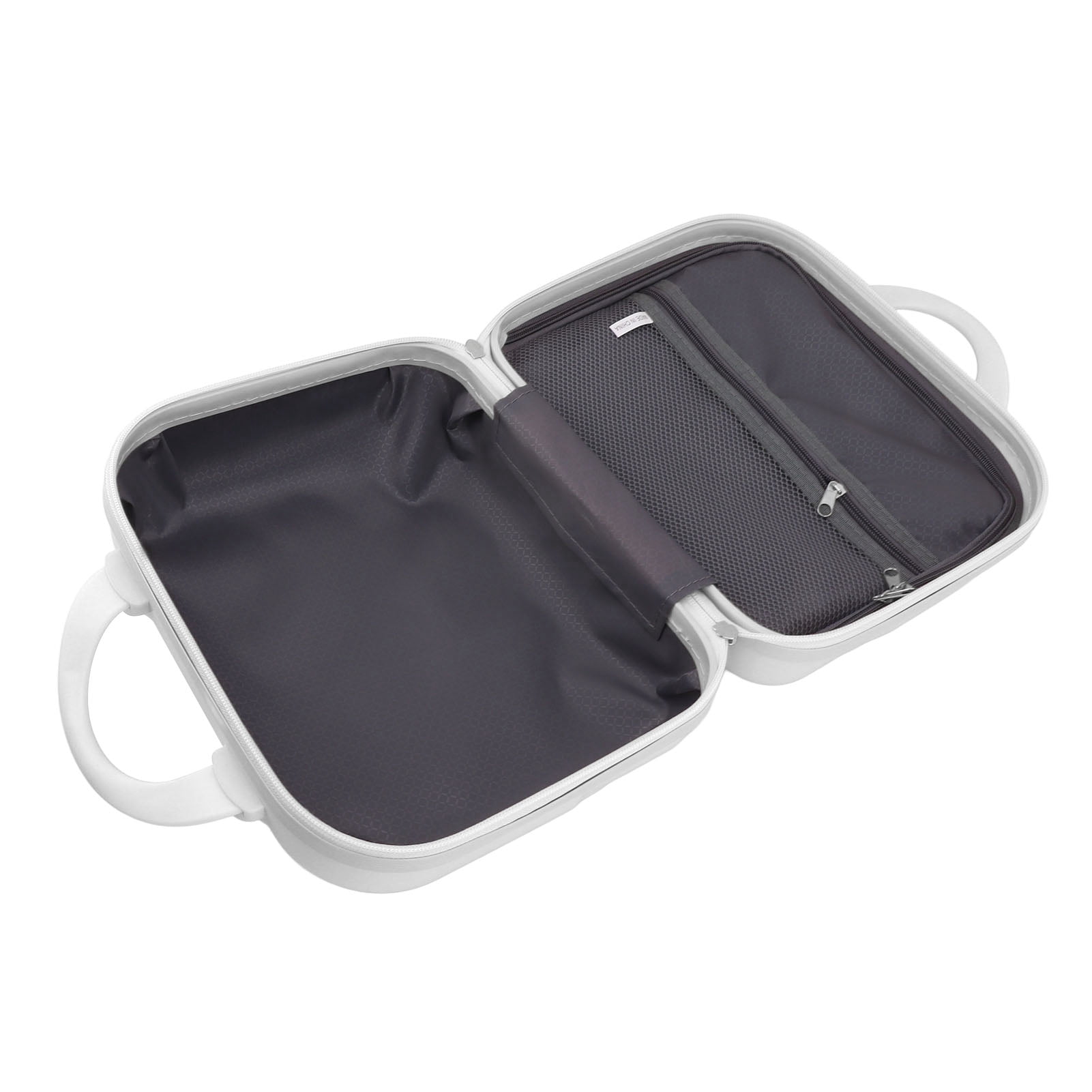 YAHHU 14in Small Travel Hand Luggage Mini Carry On Suitcase Hard Shell Cosmetic Case with Anti Slip Standing Feet Large Capacity Cream (11.8x9.8x5.9 in / 30x25x15 cm)