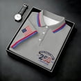 thumbnail image 5 of Hogleaql Usa Polo Shirts for Men Short Sleeve Collared Usa 1776-2026 Button Blouse Independence Day Patriotic Dressy Pullover Tops Dark Gray L, 5 of 6