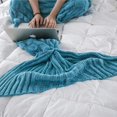 thumbnail image 2 of Manta de sirena, saco de dormir con cola de pez, manta de sofá con patrón de escala de pescado, regalos para niñas, todas las estaciones, 200x90 cm (azul lago) Feliz Sencillez, 2 of 4