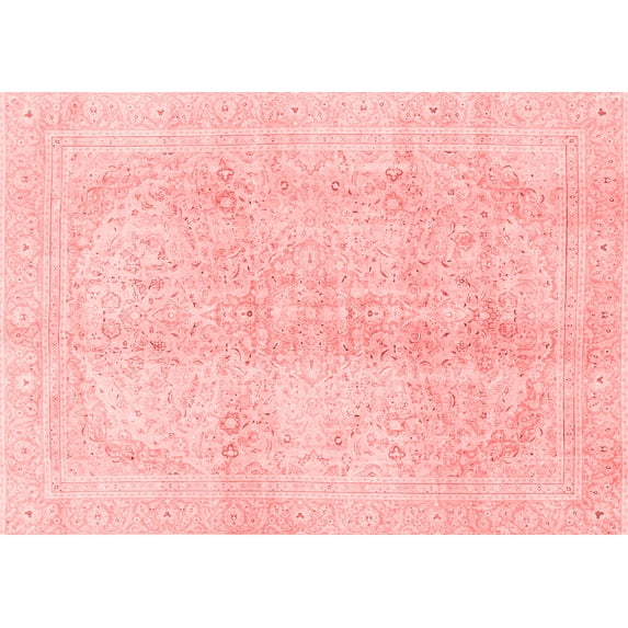 Ahgly Company Machine Washable Indoor Rectangle Abstract Red Modern Area Rugs, 5' x 7'