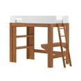 thumbnail image 3 of Mid-Century Modern Twin Loft Bed with Desk and Bookshelf, Pecan/White, 3 of 9
