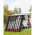 thumbnail image 4 of 4th of July RV Awning Sun Shade Screen 9'X7' Patriotic American Flag Mesh Sunscreen Black Stars Stripes Faith Awning Shade Screen with Zipper UV Blocker Completed Kits for RV Motorhome Camper, 4 of 7