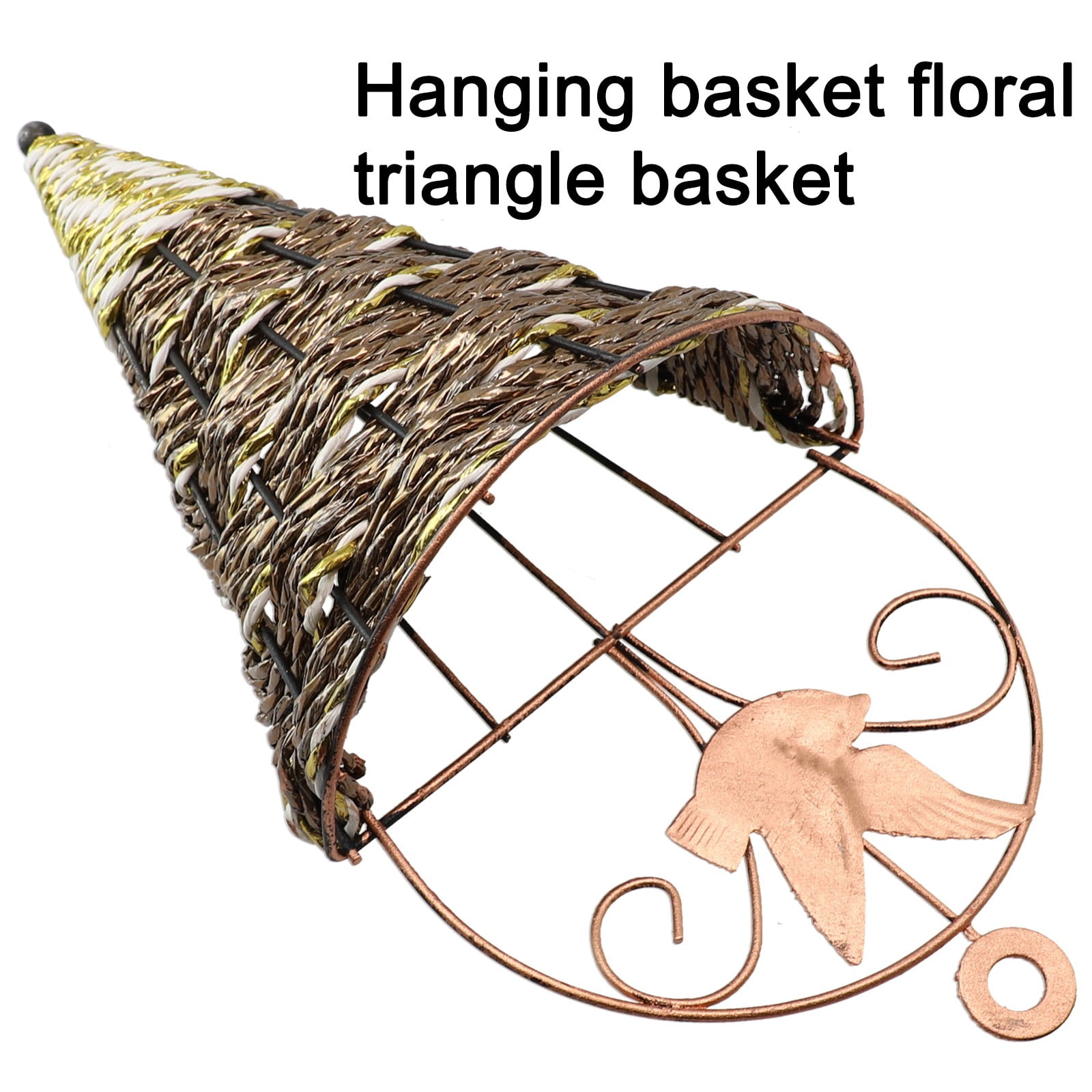 Recycled Plastic Wall Hanging Planter Rattan Plant Pot Basket Flower Garden Mounted Holder Decor for Indoor Outdoor Courtyard Balcony Living Room Bedroom Corridor White Coffee 30cm Height 14cm Width