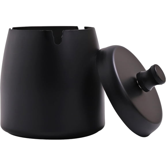 Large Ashtray with Lid for Cigarette, Stainless Steel Smokeless Odorless Windproof Ash tray for Home Office Tabletop Outside Patio Outdoor Balcony(3.93"x3.2"x3.82")