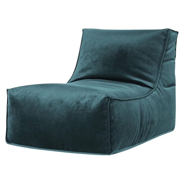 Gouchee Home Rock petrol blue velvet bean bag chair made of furniture-grade polyester with polystyrene bead filling, designed for comfortable seating in dorms or living rooms.