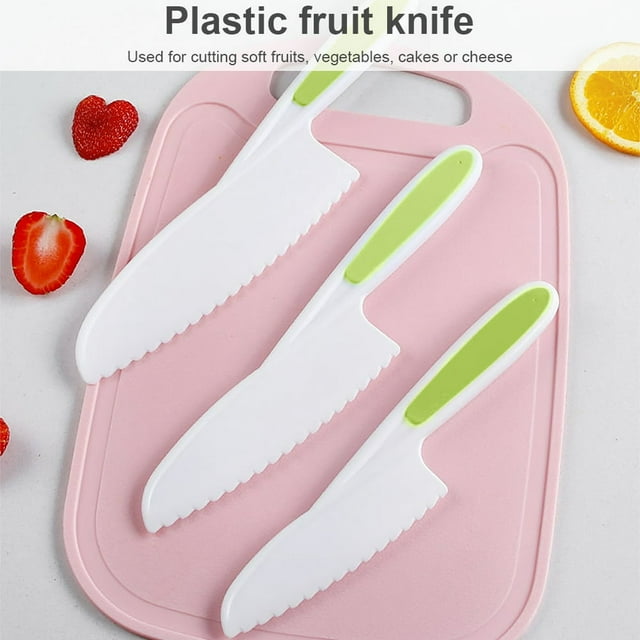 3Pcs Fruits Slicer Plastic Kids Vegetable Cakes Cutlery Bread Lettuce Salad Cooking Tableware Green by