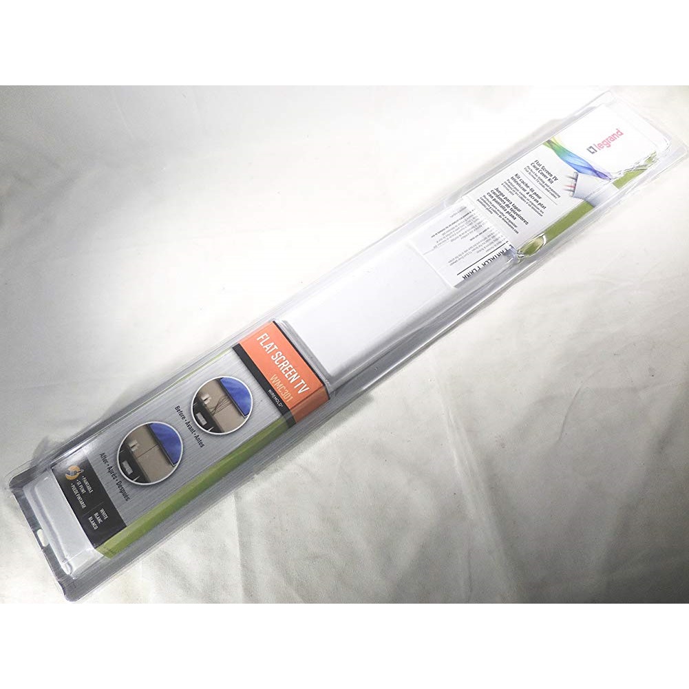 Wiremold 30" Flat Screen TV Cord Cover Kit Cover White Plastic