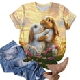 thumbnail image 4 of Craaazy Women's Relaxed Fit Easter Bunny Graphic Crew Neck Short Sleeve Top - Spring Festive Casual Print T-Shirt Gifts, 4 of 5