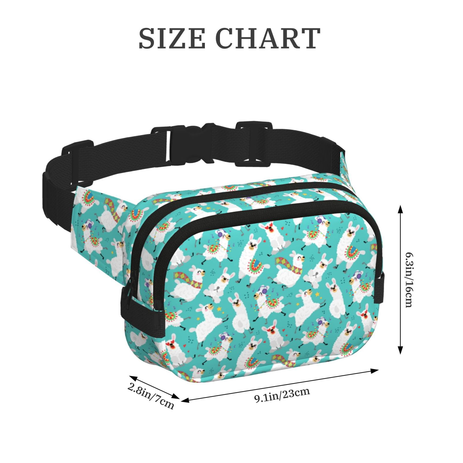 Hirioo Cartoon Llamas for Double Layer Waist Bag Adjustable Fanny Pack For Travel Running Hiking