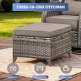 thumbnail image 6 of Giantfurnni 3-Piece All Weather Patio Furniture Set with 6-Inch Thick Cushions, High Back Outdoor Sofa and Ottomans for Porch Deck Balcony Yard, Grey Wicker Grey Cushions, 6 of 8