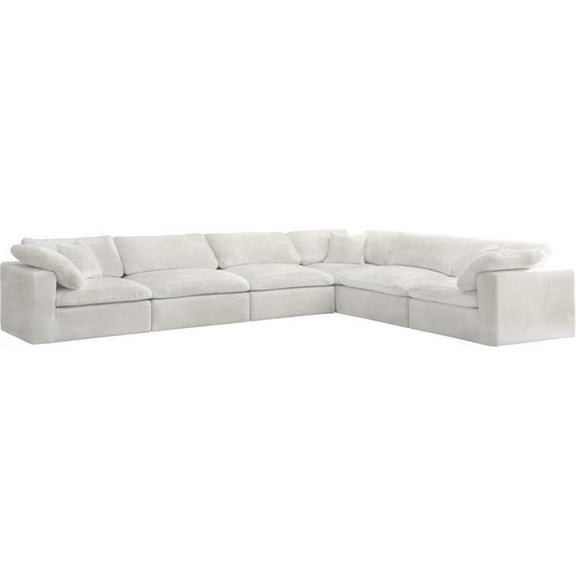 Maklaine Contemporary Cream Velvet Down Filled Modular Sectional Sofa