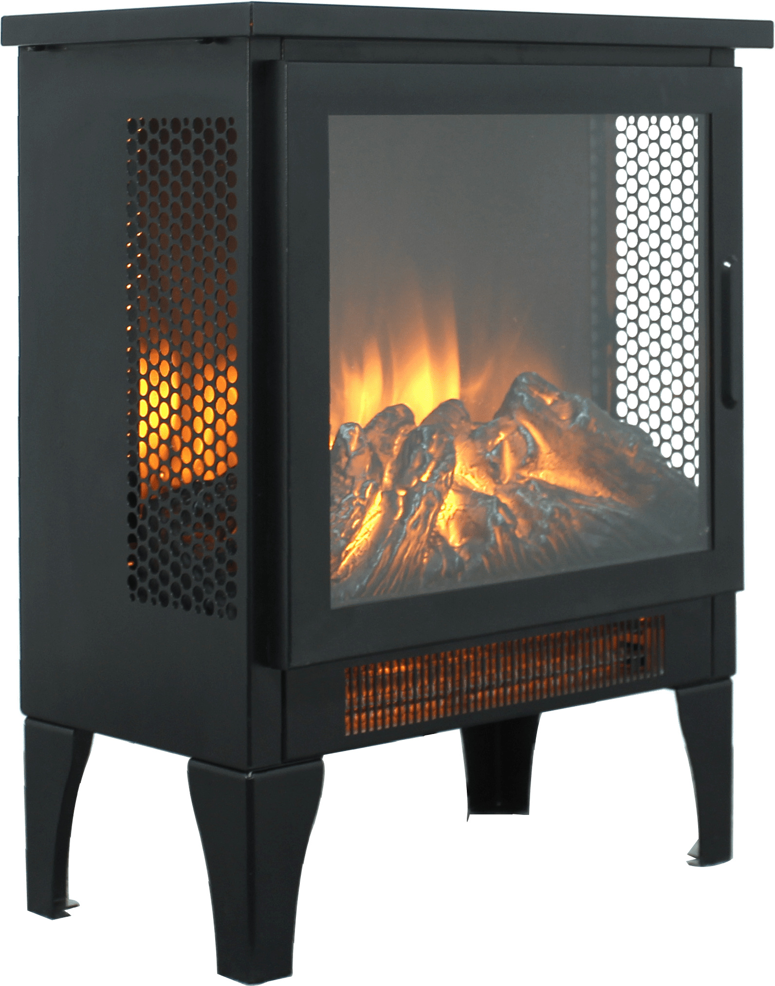 Electric Fireplace Heater, Legahome 16'' Freestanding Fireplace Heater Stove, 3D Realistic Flame Effects, Adjustable Brightness and Heating Mode, Overheat Protection, CSA Certified, Black