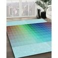 thumbnail image 3 of Ahgly Company Machine Washable Indoor Square Transitional Tron Blue Area Rugs, 5' Square, 3 of 7