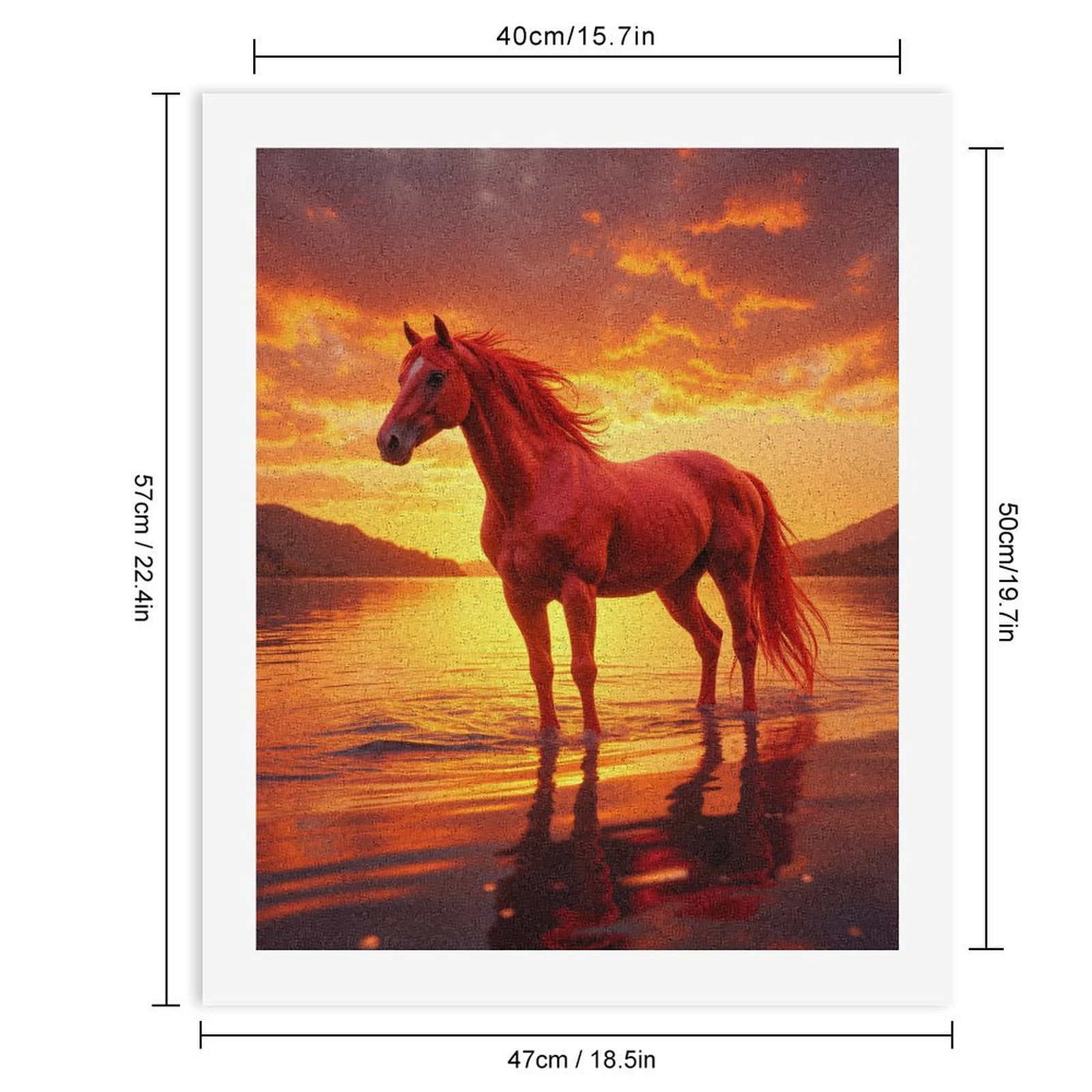 Paint By Numbers Kit for Adults Beginner - DIY Fiery Horse Sunset Reflection Lake Canvas Painting Kits for Adults, Frameless Paint By Number for Adults for Home Wall Decor 16x20 Inch