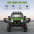 thumbnail image 3 of Qaba 12V Ride on Truck, Battery Powered Electric Car for Kids with Parent Remote, 4 Suspension Wheels, Music Horn LED Lights, Green, 3 of 9