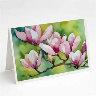 Mississippi Magnolia in Watercolor Greeting Cards and Envelopes Pack of 8 7 in x 5 in