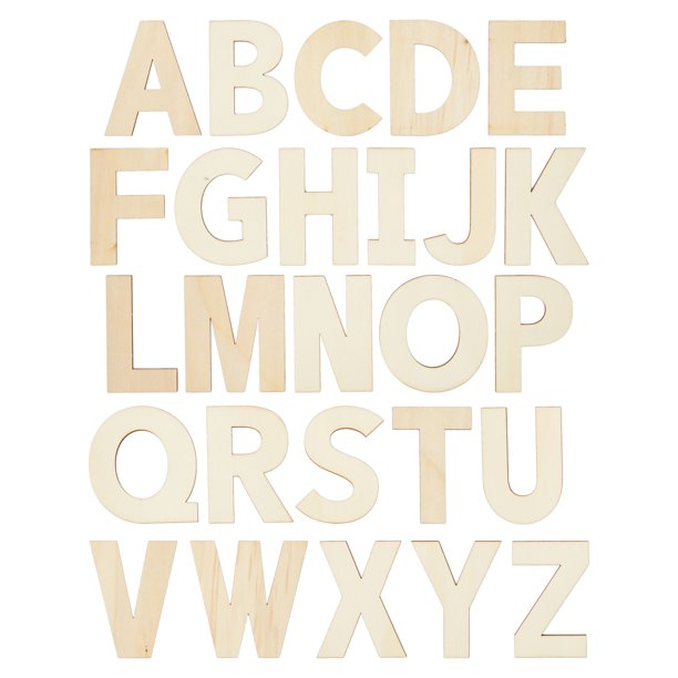 36 Pieces Unfinished Wooden Alphabet Letters for Crafts, 2 Extra Sets