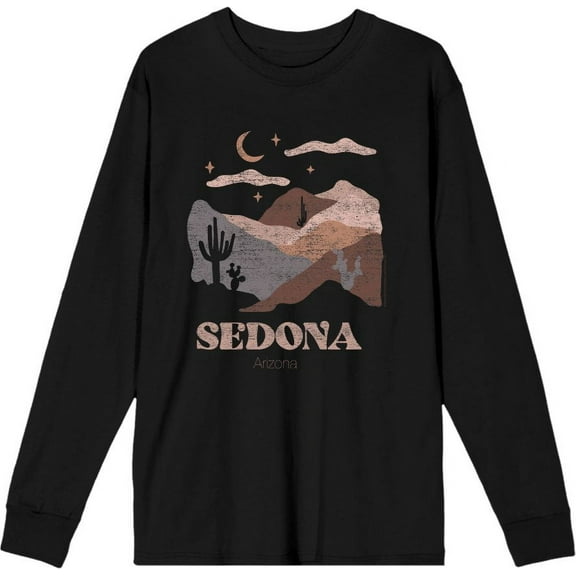 Sedona Arizona Adult Black Crew Neck Long Sleeve Tee-Small