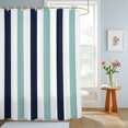 thumbnail image 4 of Shower Curtains for Bathroom, Turquoise Navy Blue Striped Waterproof Fabric Shower Curtain, Farmhouse Stripe Art Decorative Bathroom Curtain for Bathtub, 66"x72", No Hooks Included, 4 of 9
