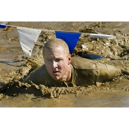 LAMINATED POSTER Crawling Obstacle Competition Pit Mud Fitness Run Poster Print 24 x