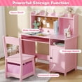 thumbnail image 3 of COSVALVE Kid's Study Desk and Chair for Children with Storage Bins, Bookshelf Organizer, Cork Bulletion Board (Pink), 3 of 8