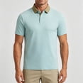 thumbnail image 2 of Rrxhxhs Golf Shirts for Men Summer Fashion Contrast Collared 2-Button Short Sleeve Leisure Thin Ice Silk Business Casual Tops,L, 2 of 7