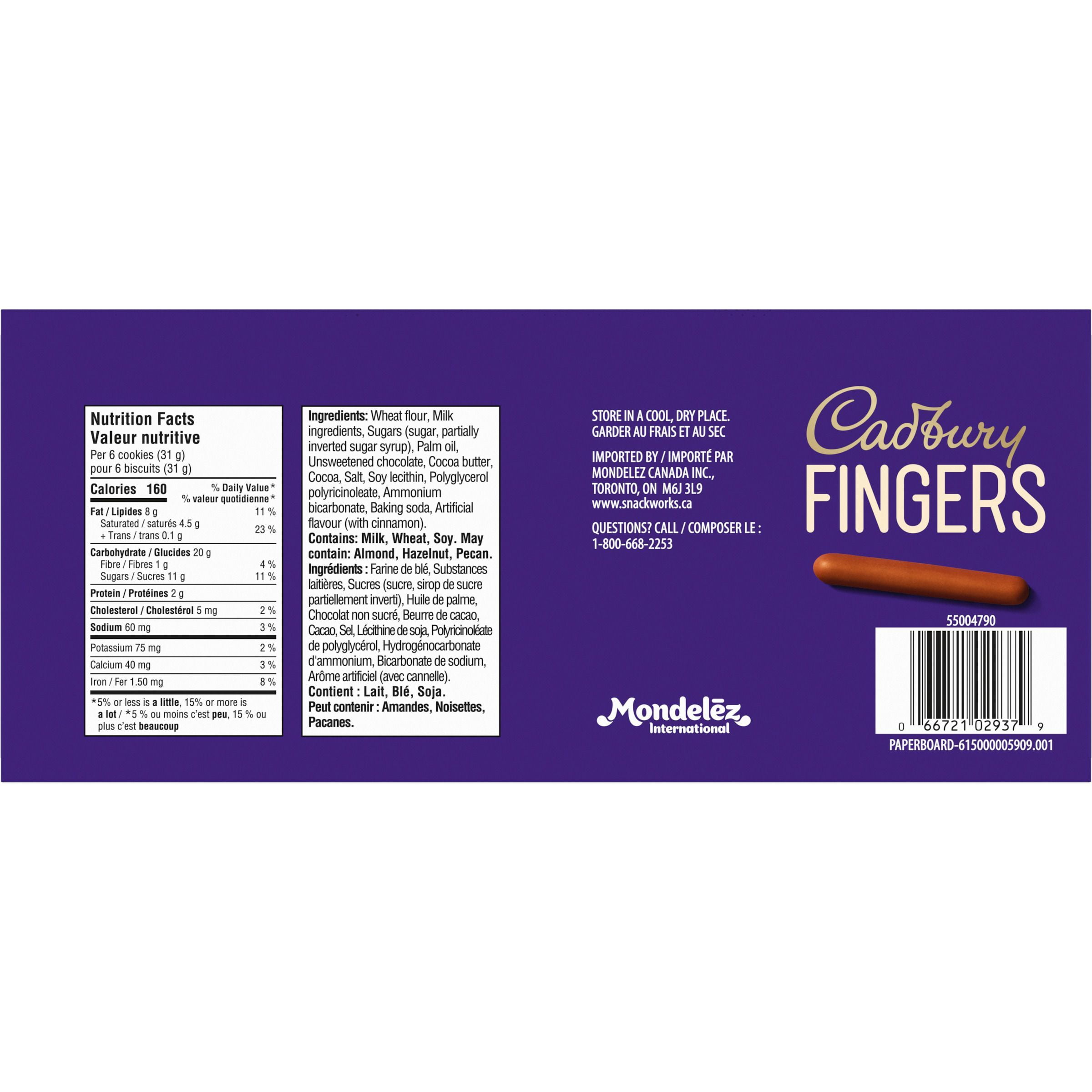 CADBURY FINGERS À SAVEUR DE DOUBLE CHOCOLAT 114 g
