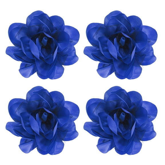 Uxcell 4-Pack Large Camellia Flower Brooches Lapel Pin, Lapel Pins Dainty Satin Fabric for Wedding/Parties [14cm, Blue]