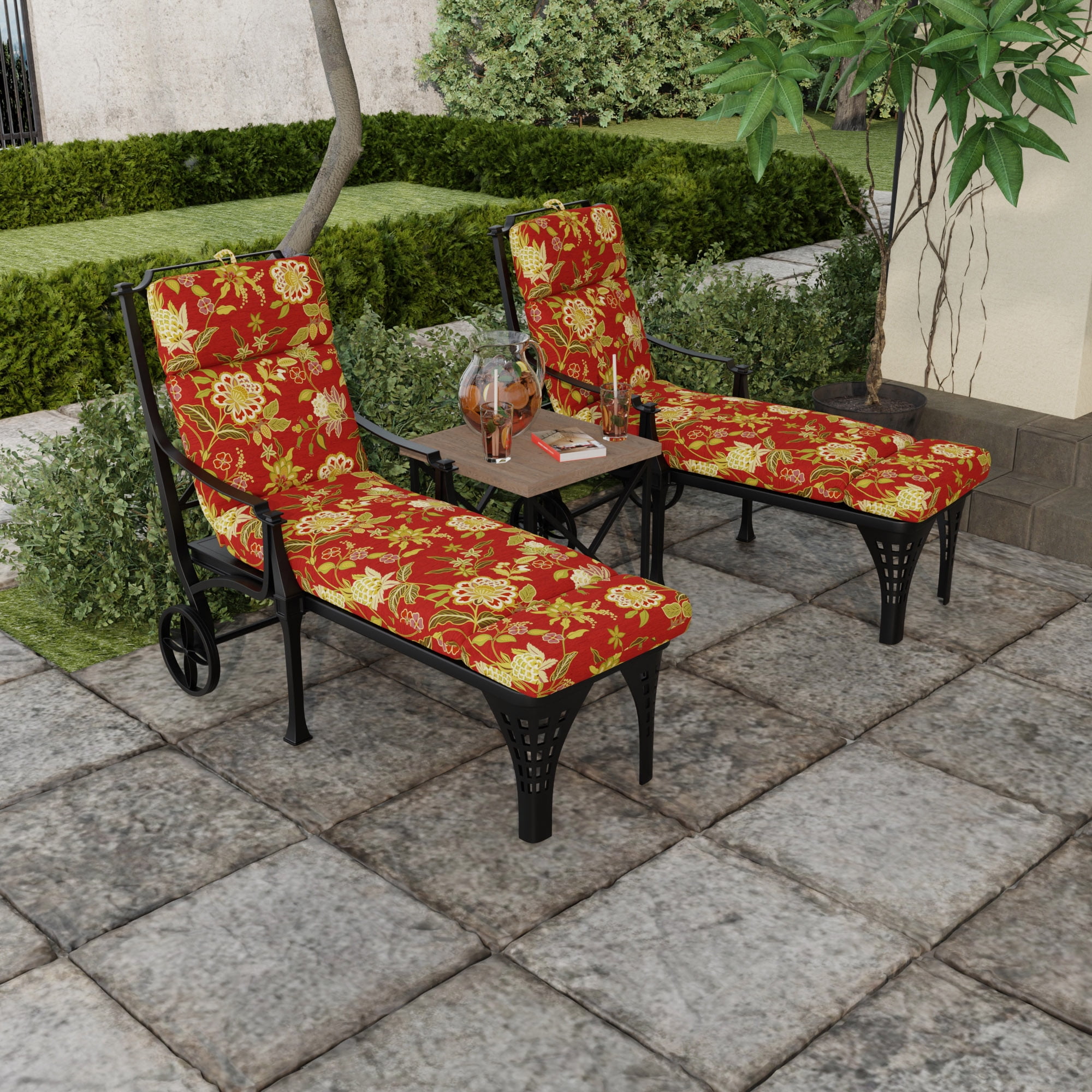 Jordan Manufacturing 74" x 22" Multicolor Rectangle Chaise Lounge Outdoor Seating Cushions