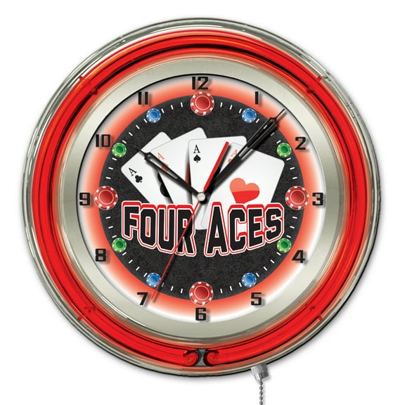 4 Aces 19" Double Neon Wall Clock