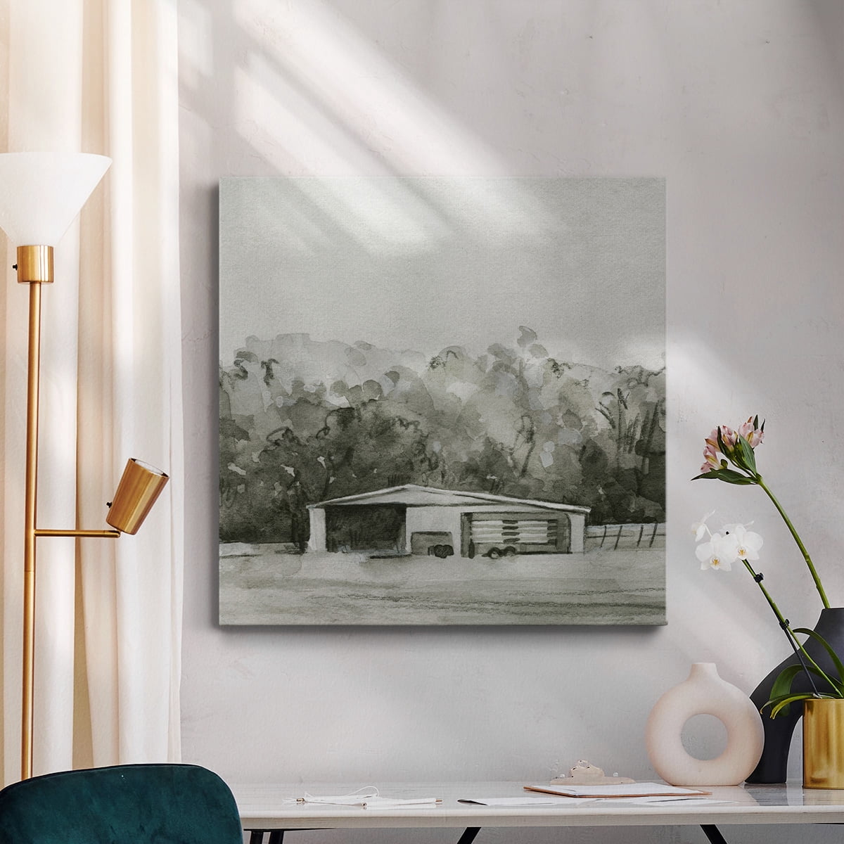 Wexford Home Solemn Barn Sketch II-Premium Gallery Wrapped Canvas, 24" x 24" - Ready to Hang