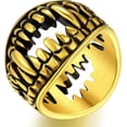thumbnail image 1 of ORUYROP Can Engrave Men Skull Rings, Stainless Steel Statement Biker Rings, Gold Plated/Black-Send Gift Box, 1 of 7