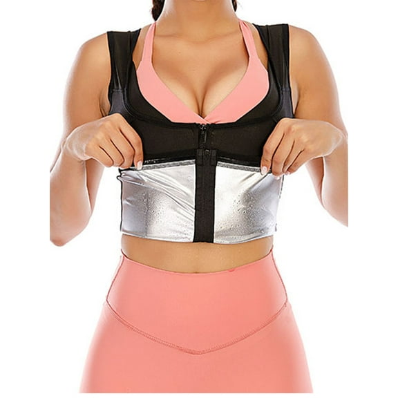 FUTATA Women Sweat Vest Weight Loss Vest Slimming Workout Tank Top Hot Waist Trainer Tummy Control Fitness Body Shaper Sauna Suits with Zipper