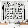 thumbnail image 5 of Kitchen Rules Curtains 27.5W X 39L Inch 2 Panels Rod Pocket Rustic Farmhouse Funny Vintage Modern Small Short Cafe Curtains Wood Inspirational Window Drapes Treatment Bathroom Home Decor, 5 of 6