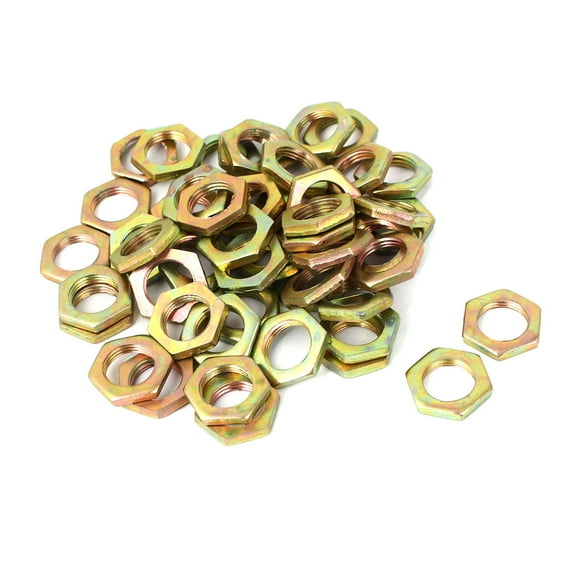 Unique Bargains M12x1mmx3mm Carbon Steel Hex Nuts Fastener 50pcs for Screws Bolts