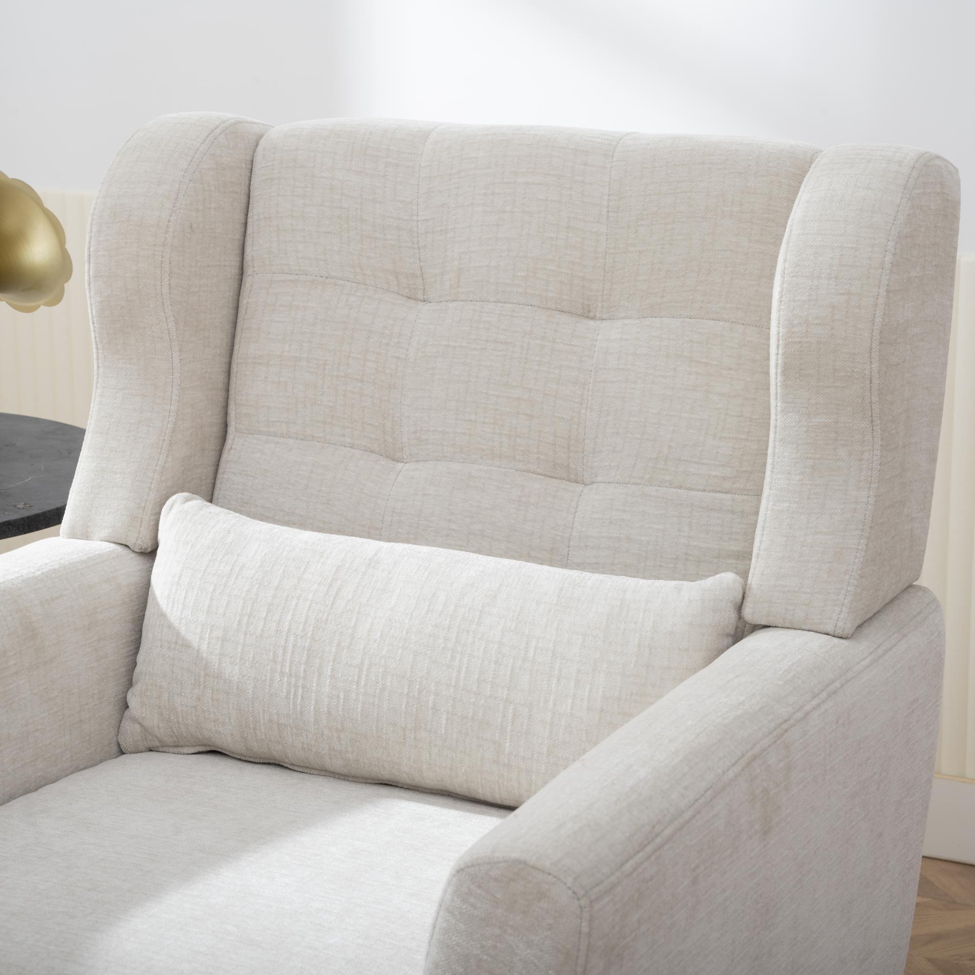 DEALTOPS Upholstered Accent Chair Modern Armchair with Chenille Fabric Lounge for Bedroom-Beige