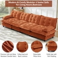 thumbnail image 4 of MIKIBAMA 138" Orange 4-Seater Chenille Modular Sectional Sofa Cloud Design Button Seat Cushions Solid Wood Frame for Living Room, 4 of 10
