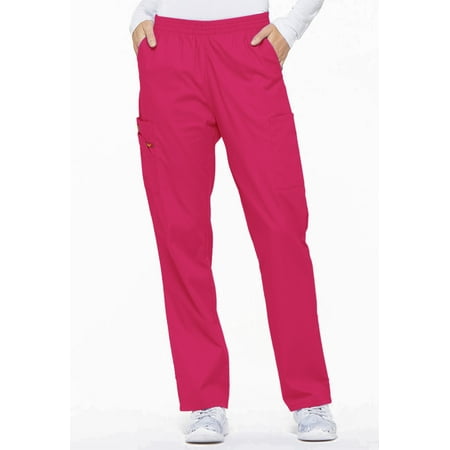 

Dickies EDS Signature Scrubs Pant for Women Natural Rise Tapered Leg Pull-On 86106 L Hot Pink