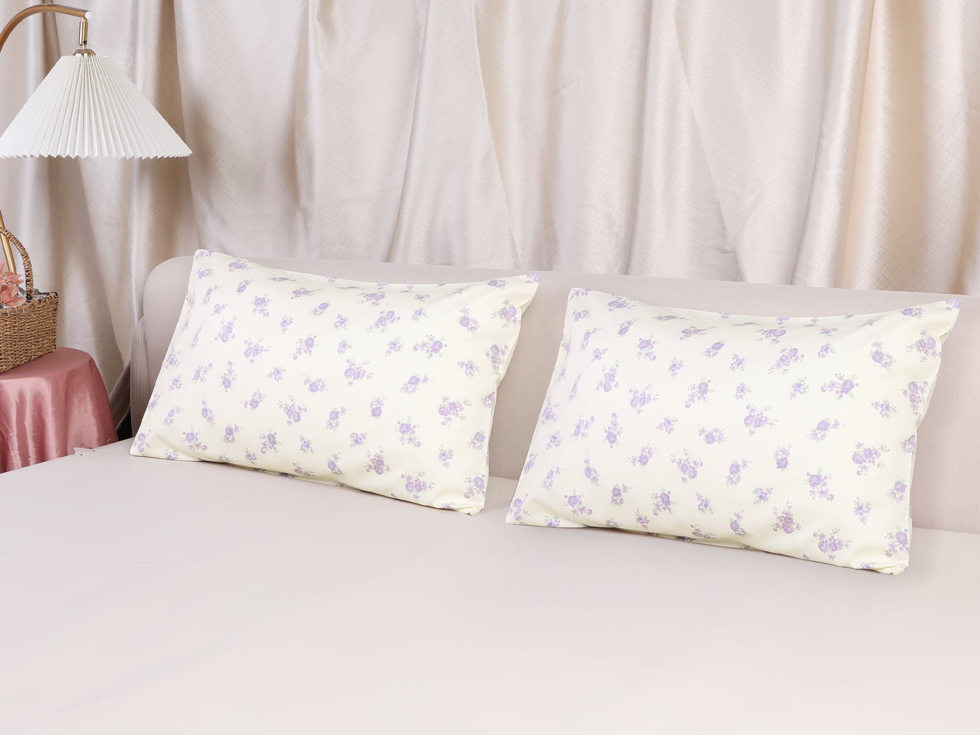 Unique Bargains Pillowcase Cotton Floral Pillow Cases with Envelope Closure Purple