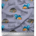 thumbnail image 1 of Soimoi Grey Japan Crepe Satin Fabric Tent & Tree Nature Print Fabric by the Yard 42 Inch Wide, 1 of 1