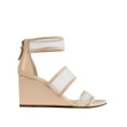 thumbnail image 2 of Cecelia New York Dorothy Wedge Sandals Clear Strap Heel Zip Strappy Ankle Sandal (Nude, 11), 2 of 4
