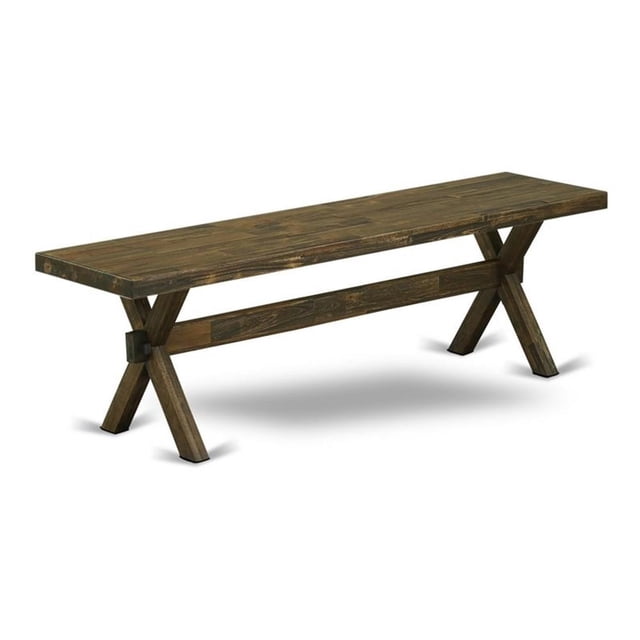 Pemberly Row X-Style 15x60" Wood Dining Bench in Jacobean Brown